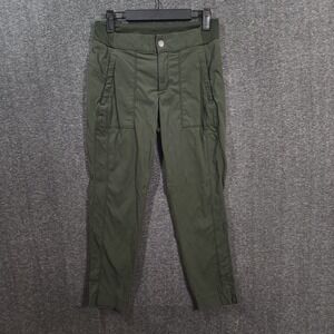 Athleta Trekkie Cropped Pants Green Sz 4T Tall 778166 Nylon Hiking Casual Active